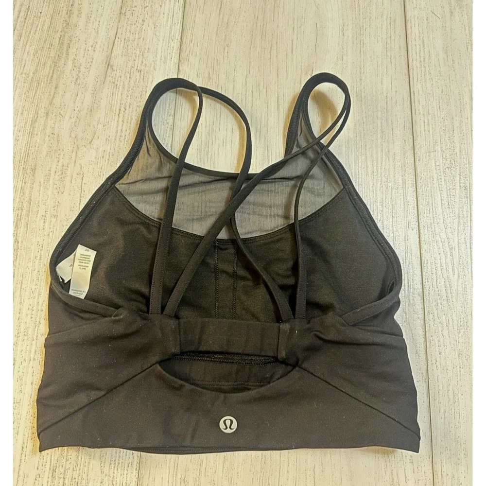 Lululemon Clip-on Longline Sports Bra Sz 4 Black Mesh - C/D‎ Cup